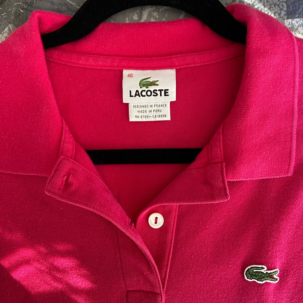 Lacoste Women's Hot Pink Short Sleeve Polo size 46 - Picture 6 of 7